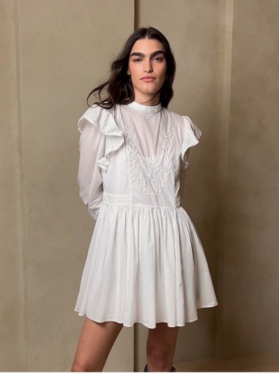 Banana Republic Dresses & Skirts - Banana Republic White Ruffle-Trim Mini Dress
